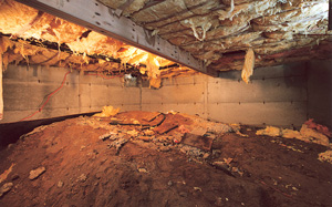 Crawl Space Moisture Barrier before in Sterling