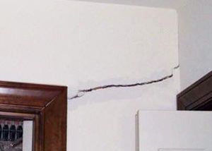 A large drywall crack in an interior wall in Springfield