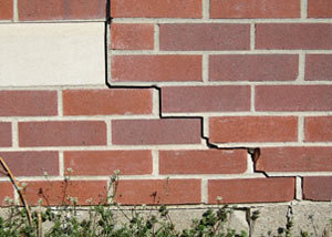 a foundation wall crack on a Great Falls home.