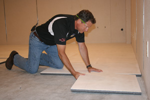 Installing ThermalDry® insulated subflooring over concrete slab